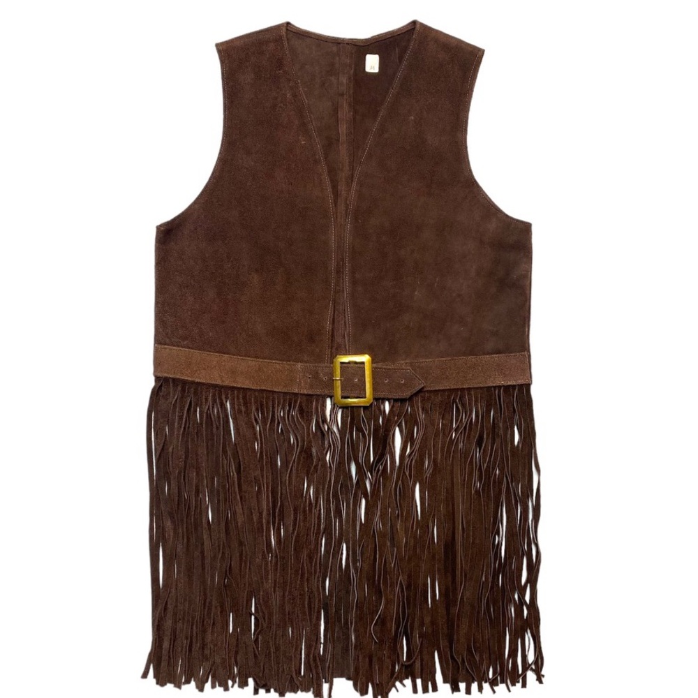 1970s Chocolate Brown Vintage Suede Tassel/Fringe Vest